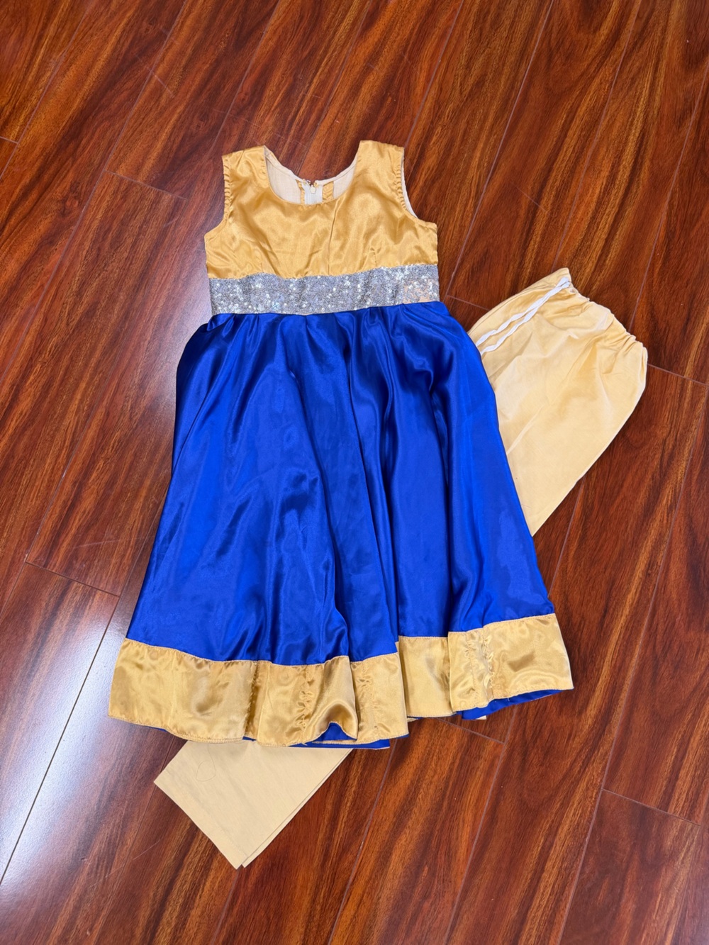 Royal Blue & Gold Girls Kurta Surawal
